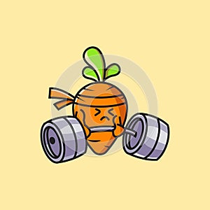 fitness carrot character vector logo icon