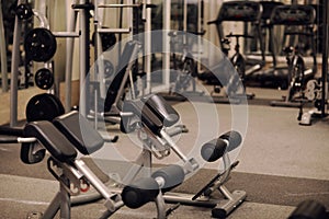 A fitness center. the gym with exercises machines, lifestyle concept..