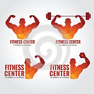 Fitness center logo (Men's muscle strength and weight lifting)