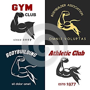 Fitness center logo set