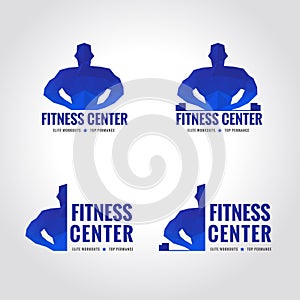 Fitness center sport blue tone logo