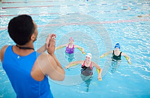 Fitness Class in Swimming Pool