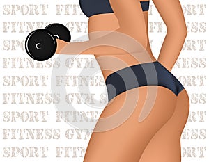 Fitness Club or Gym emblem with training muscled woman