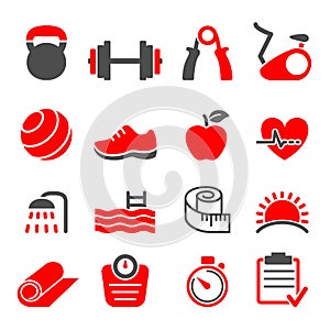 Fitness club icons set vector