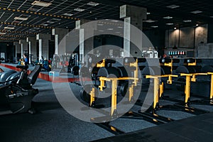 Fitness club interior. Gym nobody