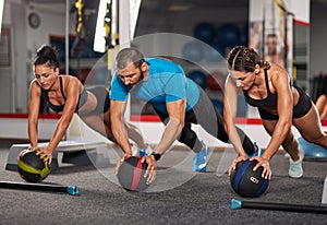 Fitness coach doing workout with girls