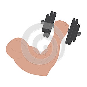 Fitness concept. Arm lifting a weight