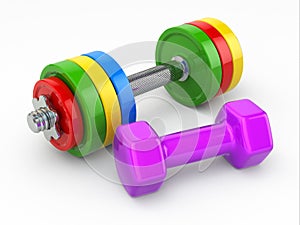 Fitness concept.Dumbbell weights