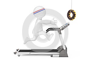 Fitness Concept. Person Runner Runs Along the Treadmill and Reaches for the Donut. 3d Rendering