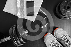 Fitness concept. Sport equipment.