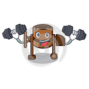 Fitness concrete mixer character cartoon