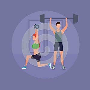 Fitness couple doing exercise