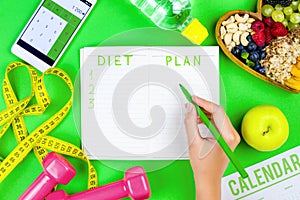 Fitness diary for planning healthy fitness lifestyle