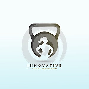 Fitness dumbbell icon, ladies physical fitness logo design, Fitness Logo Images, Stock Photos & Vectors