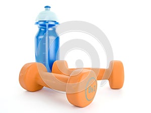 Fitness dumbbell and water bottle