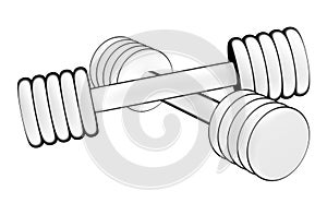 Fitness dumbbells. Schematic image. Isolated on the white background