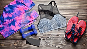 Fitness eqipment, top view photo