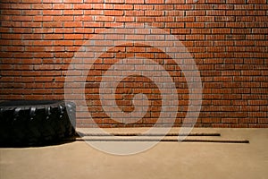 Fitness equipment for endurance training on a brick wall background