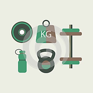 Fitness Equipment Flat Design.Vector Illustration
