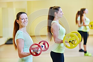 Fitness excercises with dumbbells