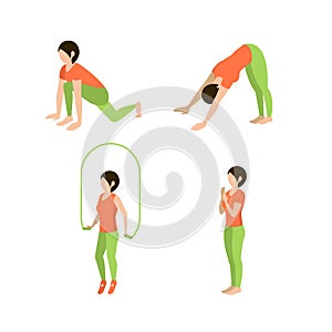 Fitness Exercises for Women, Vector Set
