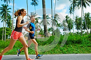 Fitness. Fit Athletic Couple Running. Runners Jogging. Sports. H