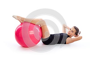 Fitness fitball swiss ball kid girl exercise workout photo
