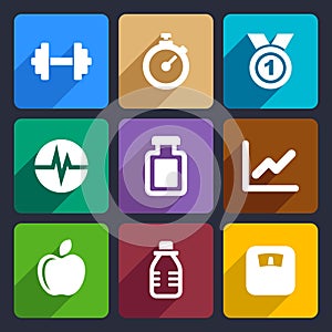 Fitness flat icons set 17