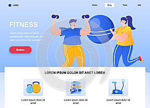 Fitness flat landing page design