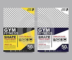 Fitness flyer template. Poster template for fitness center. Modern fitness and gym brochure collection. Modern dark abstract flyer