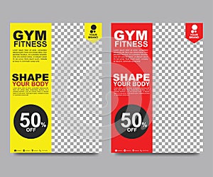 Fitness flyer template. Poster template for fitness center. Modern fitness and gym brochure collection. Modern dark abstract flyer