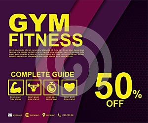 Fitness flyer template. Poster template for fitness center. Modern fitness and gym brochure collection. Modern dark abstract flyer