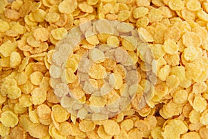 Fitness food, healthy eating cereal cornflakes close-up over head view