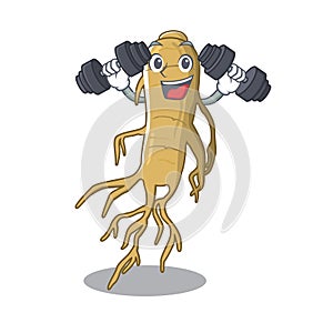 Fitness ginseng isolated with in the cartoon