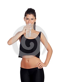 Fitness girl drinking water