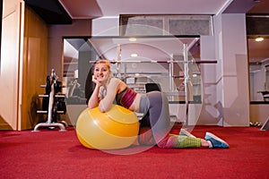 Fitness girl have a break