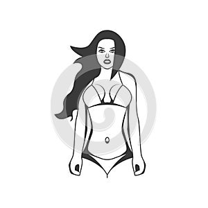 Fitness girl Model Illustration. Aesthetic body