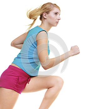 Fitness girl sport woman running jogging isolated