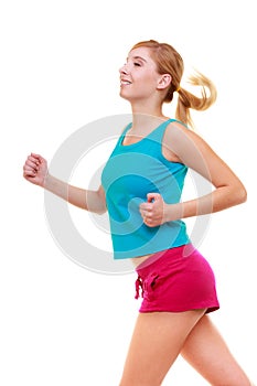 Fitness girl sport woman running jogging isolated