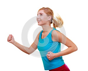 Fitness girl sport woman running jogging isolated