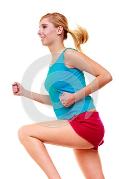 Fitness girl sport woman running jogging isolated