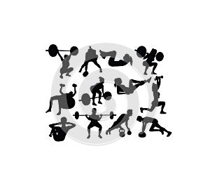 Fitness and Gym Activity Silhouettes