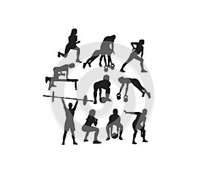 Fitness and Gym Activity Silhouettes