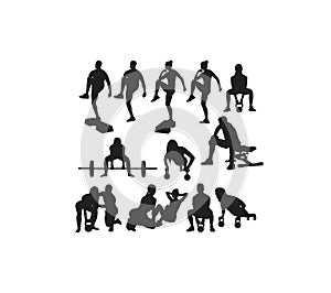 Fitness and Gym Activity Sport Silhouettes