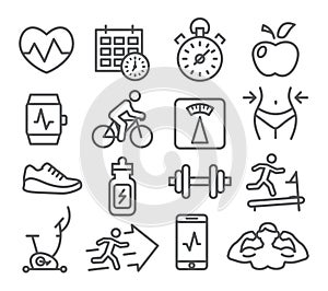 Fitness and Gym line icons