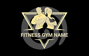 Fitness Gym logo with Golden Look, Golden Gym Logo, Man and Woman, Fitness Club logo