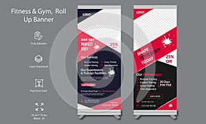 Fitness and Gym Roll Up Banner Template Template Design premium