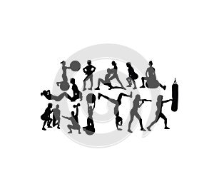 Fitness Gym Sport Activity Silhouettes