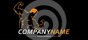 Fitness Gym Sport Man. Vector Logo. Vector illustration.