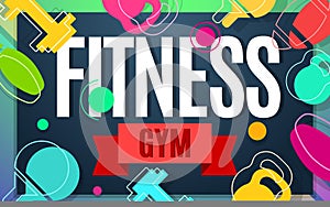 Fitness gym vector banner color design